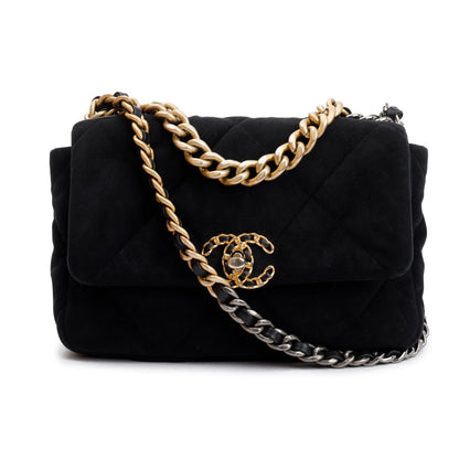 Chanel 2020 Black Velvet Medium 19 Flap Bag