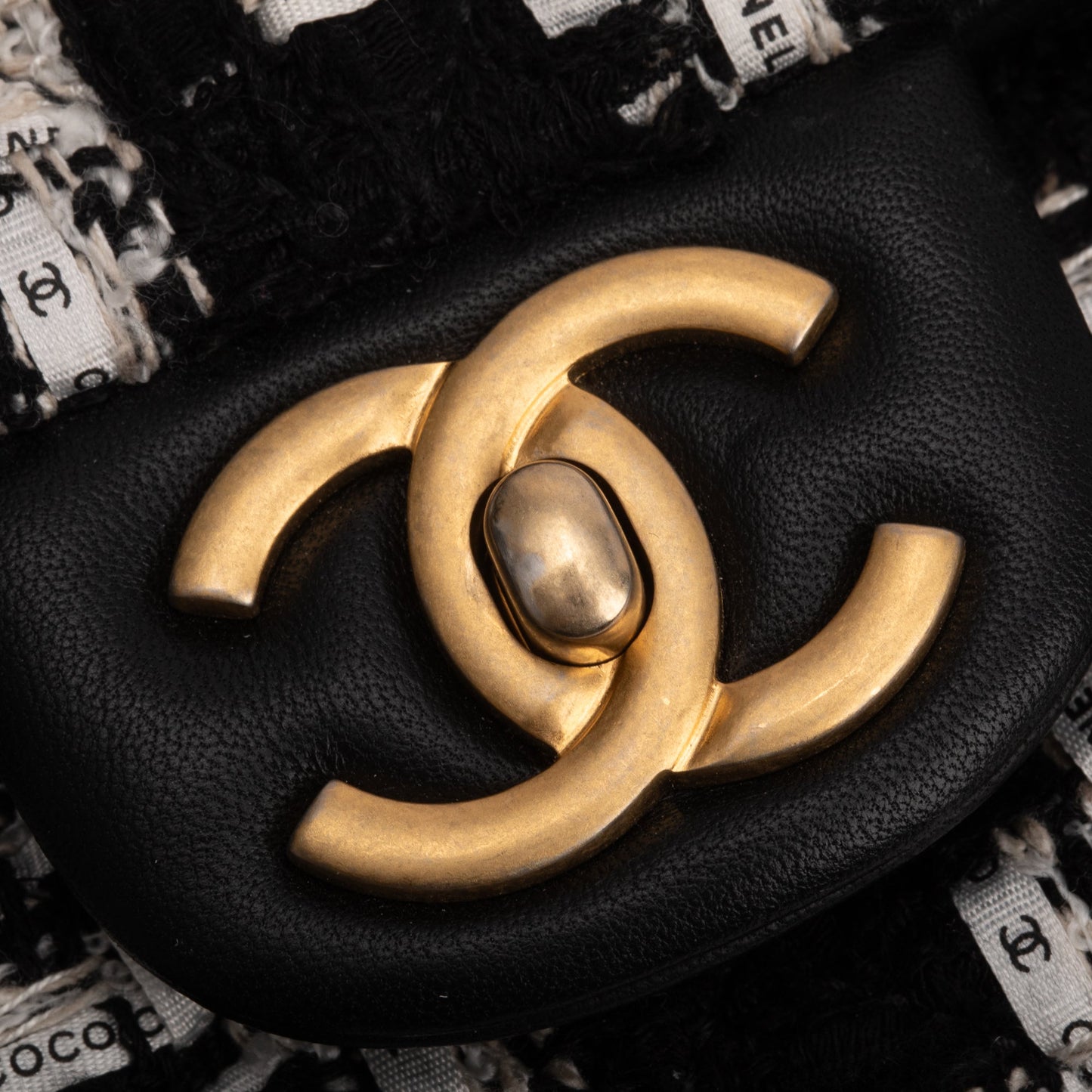 Chanel 2020 Black/White Tweed River Of Pearls Flap Bag