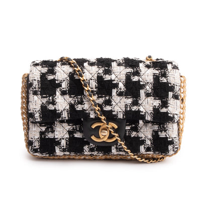 Chanel 2020 Black/White Tweed River Of Pearls Flap Bag