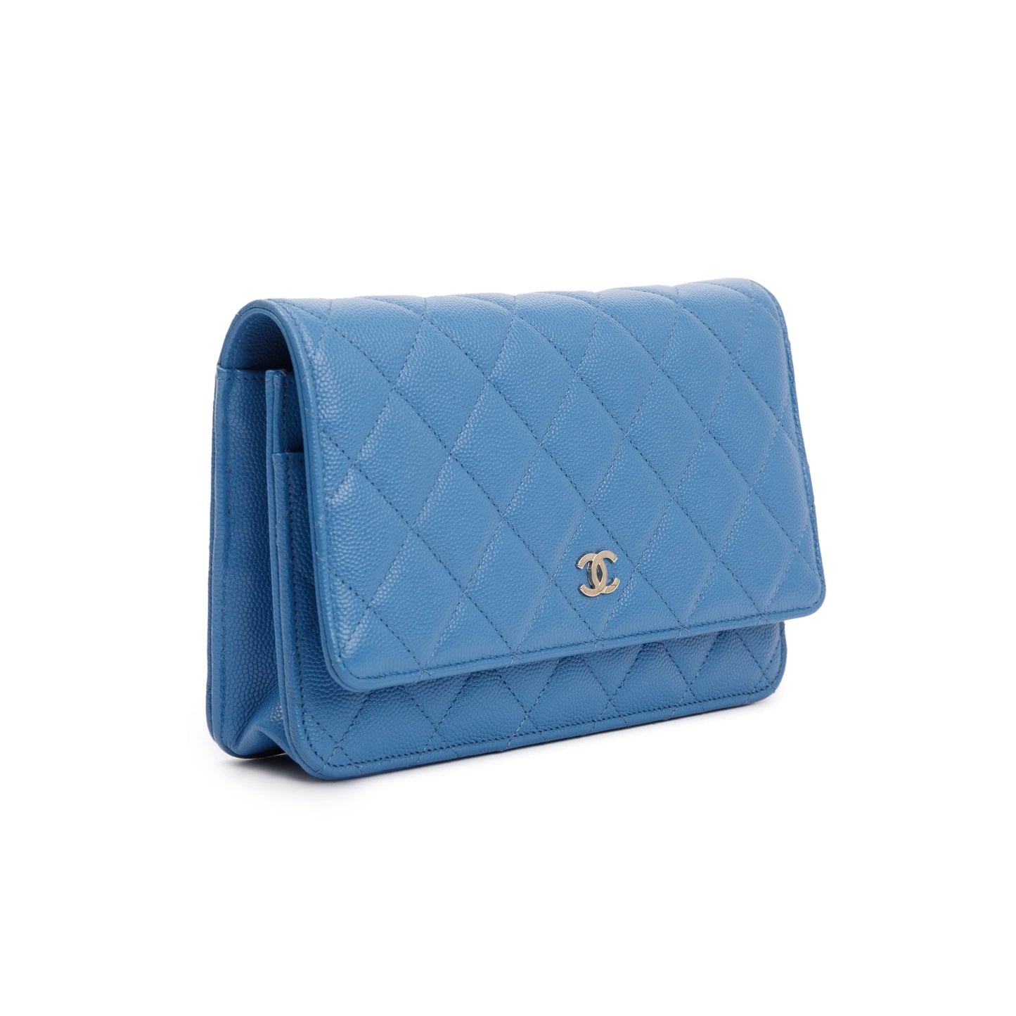 Chanel 2020 Blue Caviar Leather Classic Wallet on Chain