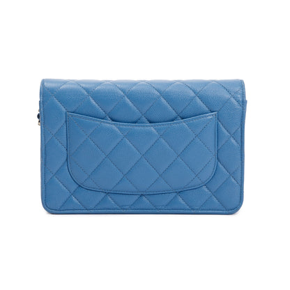 Chanel 2020 Blue Caviar Leather Classic Wallet on Chain