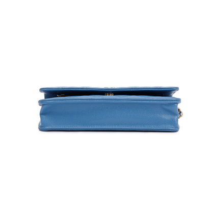 Chanel 2020 Blue Caviar Leather Classic Wallet on Chain