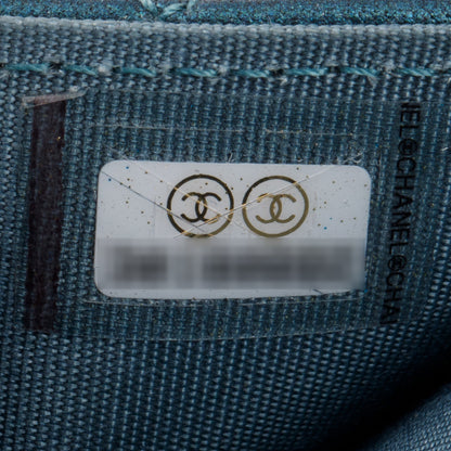 Chanel 2020 Blue Metallic Lambskin Boy Flap Card Holder