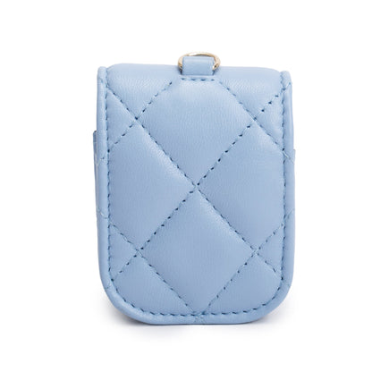 Chanel 2020 Blue Quilted Lambskin Leather Airpods Flap Case on Chain