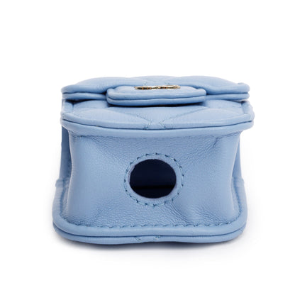 Chanel 2020 Blue Quilted Lambskin Leather Airpods Flap Case on Chain