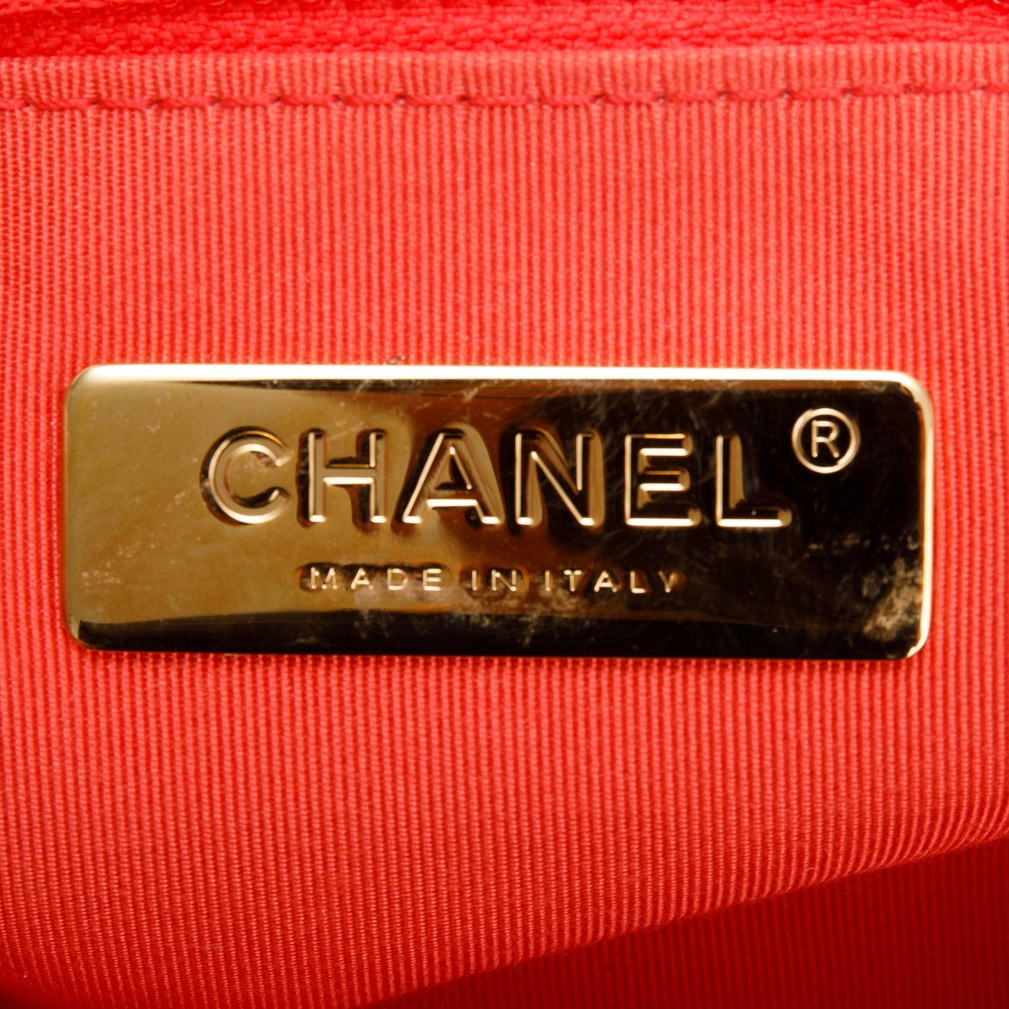 Chanel 2020 Coral Quilted Cotton Canvas Medium 19 Flap Bag