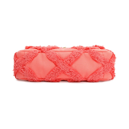 Chanel 2020 Coral Quilted Cotton Canvas Medium 19 Flap Bag