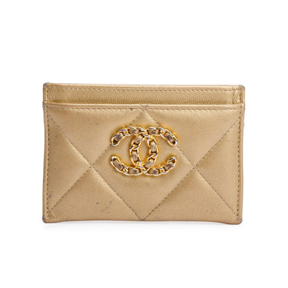 Chanel 2020 Gold Iridescent Lambskin Leather 19 Card Holder