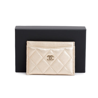 Chanel 2020 Metallic Gold Calfskin Leather Classic Card Holder