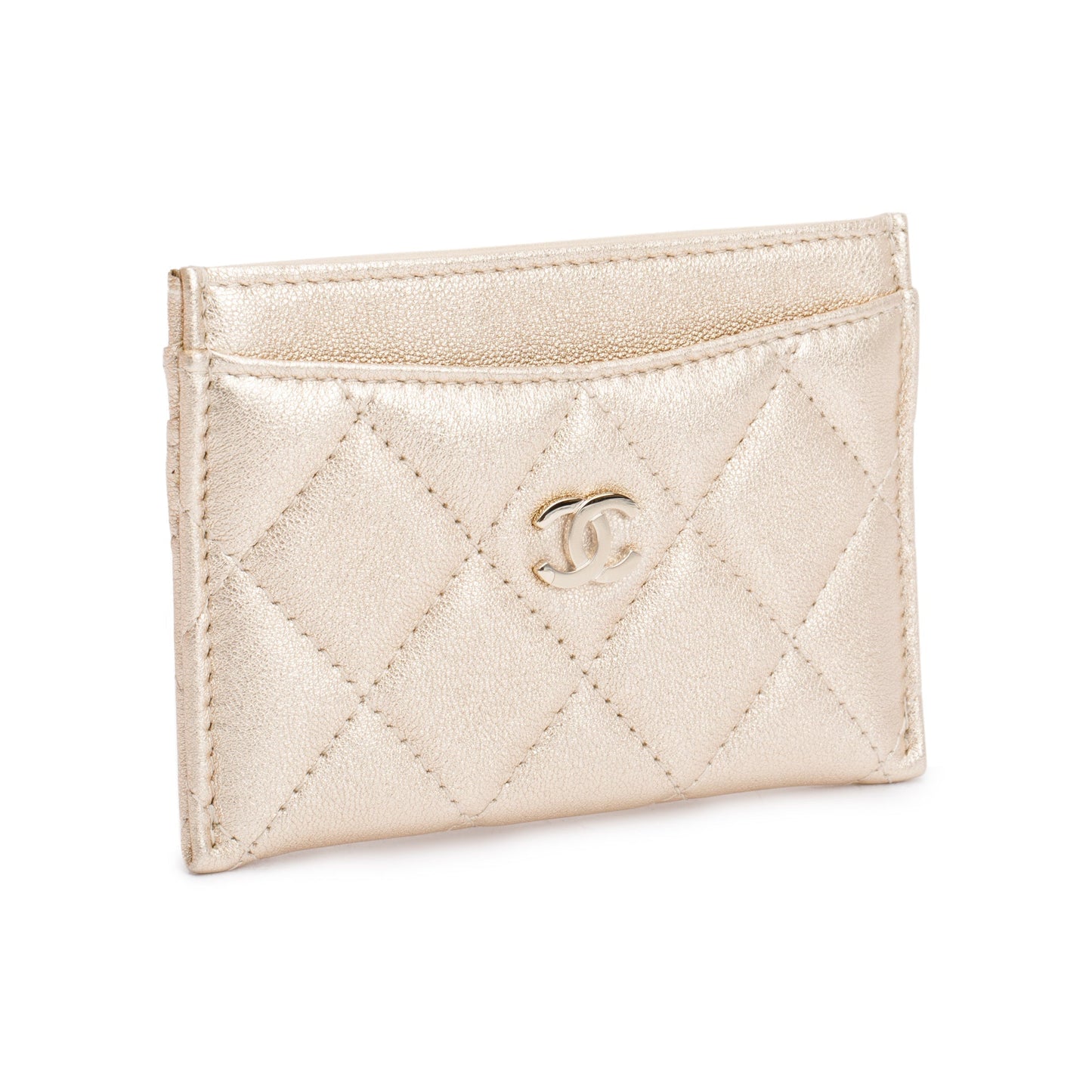 Chanel 2020 Metallic Gold Calfskin Leather Classic Card Holder