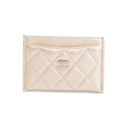 Chanel 2020 Metallic Gold Calfskin Leather Classic Card Holder