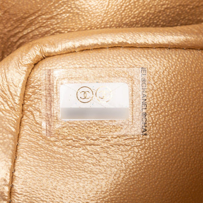 Chanel 2020 Metallic Gold Quilted CalfskinLeather Classic Mini Rectangular Flap Bag