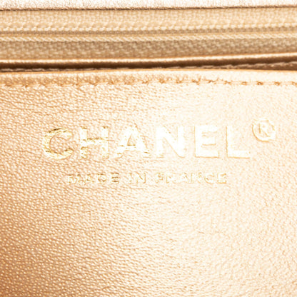 Chanel 2020 Metallic Gold Quilted CalfskinLeather Classic Mini Rectangular Flap Bag