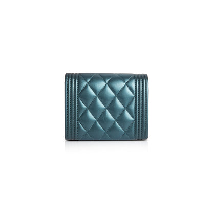 Chanel 2020 Metallic Lambskin Boy Flap Card Holder