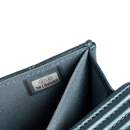 Chanel 2020 Metallic Lambskin Boy Flap Card Holder