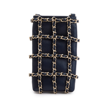 Chanel 2020 Navy Leather Tech Me Out Clutch With Chain