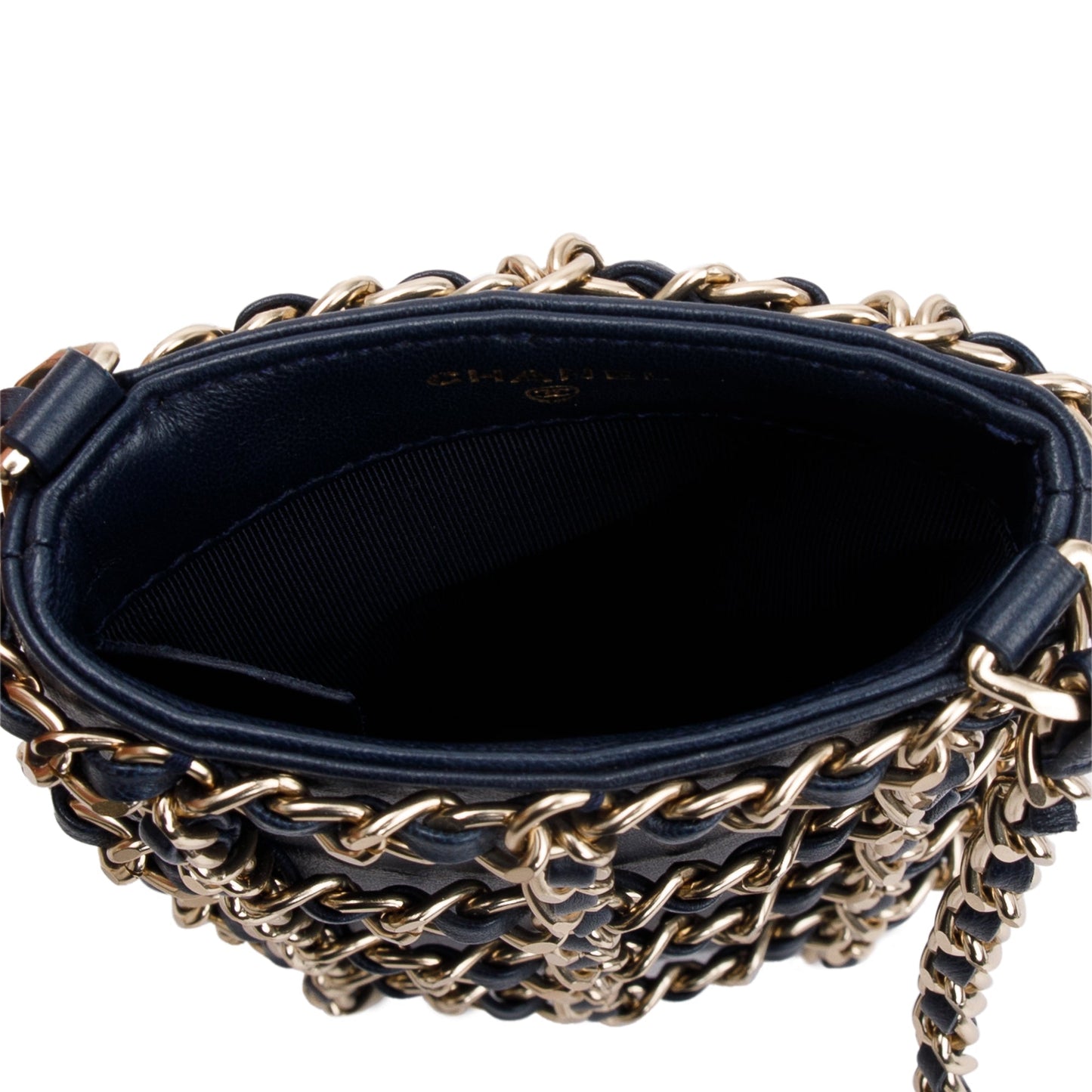 Chanel 2020 Navy Leather Tech Me Out Clutch With Chain