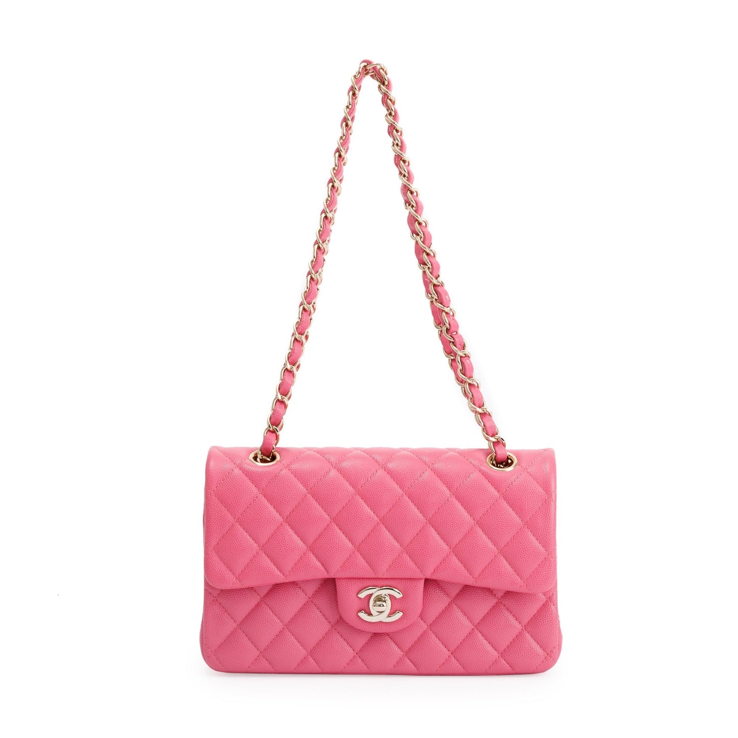 Chanel 2020 Pink Caviar Small Classic Double Flap Bag