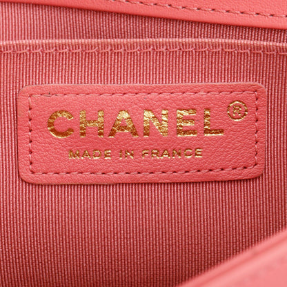 Chanel 2020 Pink Lambskin Leather Small Boy Bag