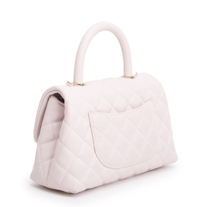 Chanel 2020 Pink Quilted Caviar Leather Small Coco Handle Bag