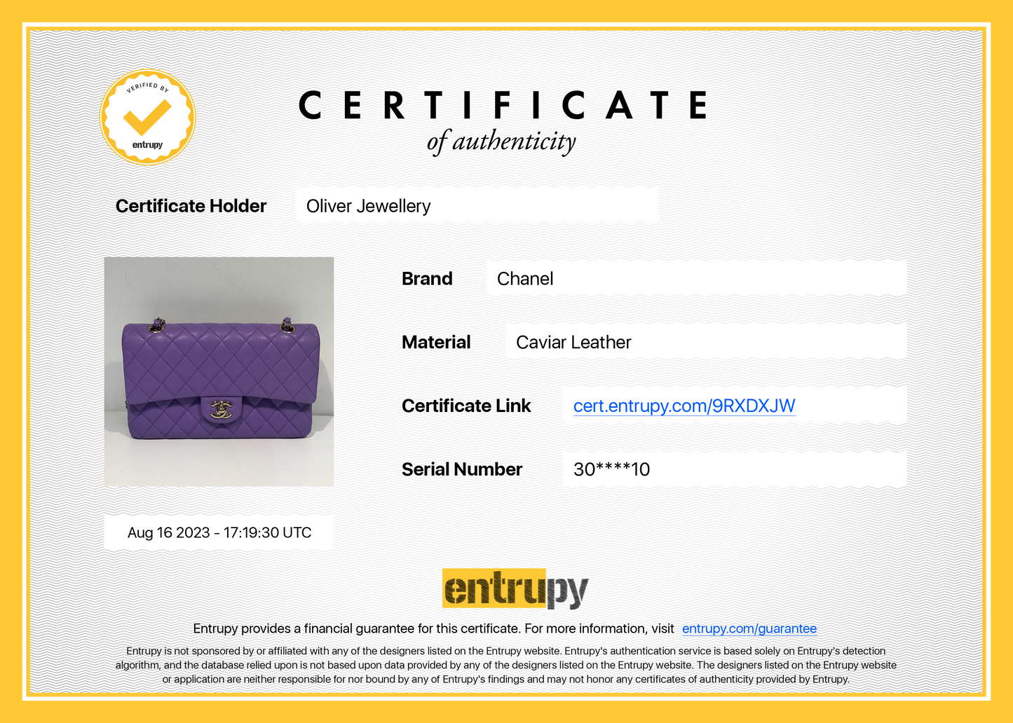Chanel 2020 Purple Caviar Classic Medium Double Flap Bag