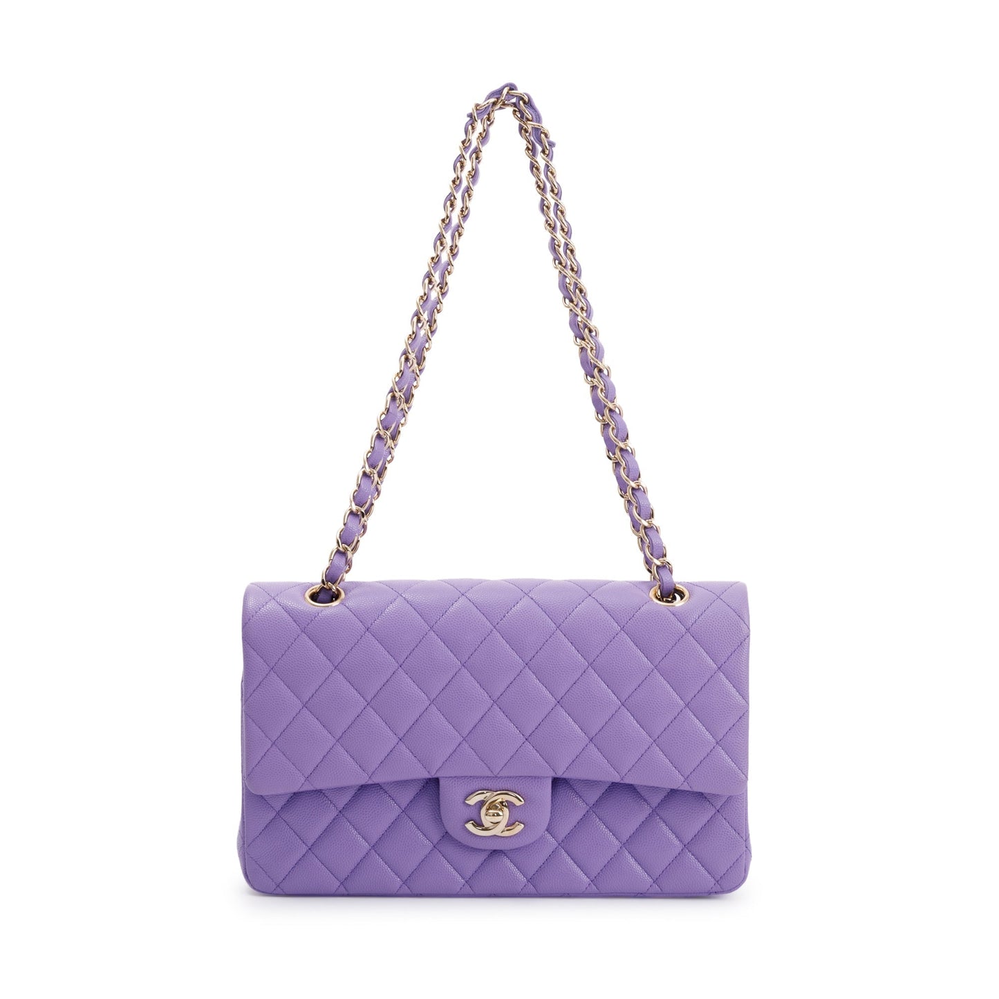 Chanel 2020 Purple Caviar Classic Medium Double Flap Bag
