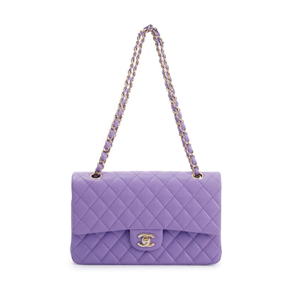 Chanel 2020 Purple Caviar Classic Medium Double Flap Bag