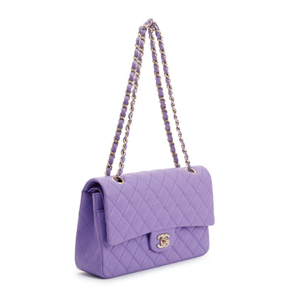 Chanel 2020 Purple Caviar Classic Medium Double Flap Bag