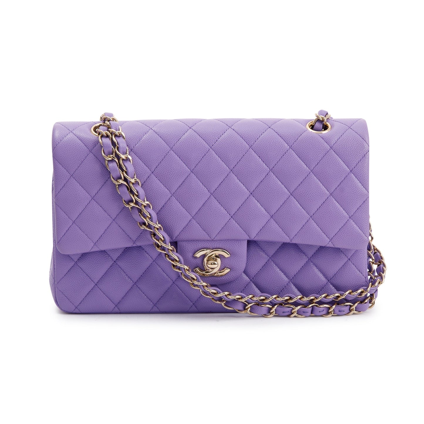 Chanel 2020 Purple Caviar Classic Medium Double Flap Bag