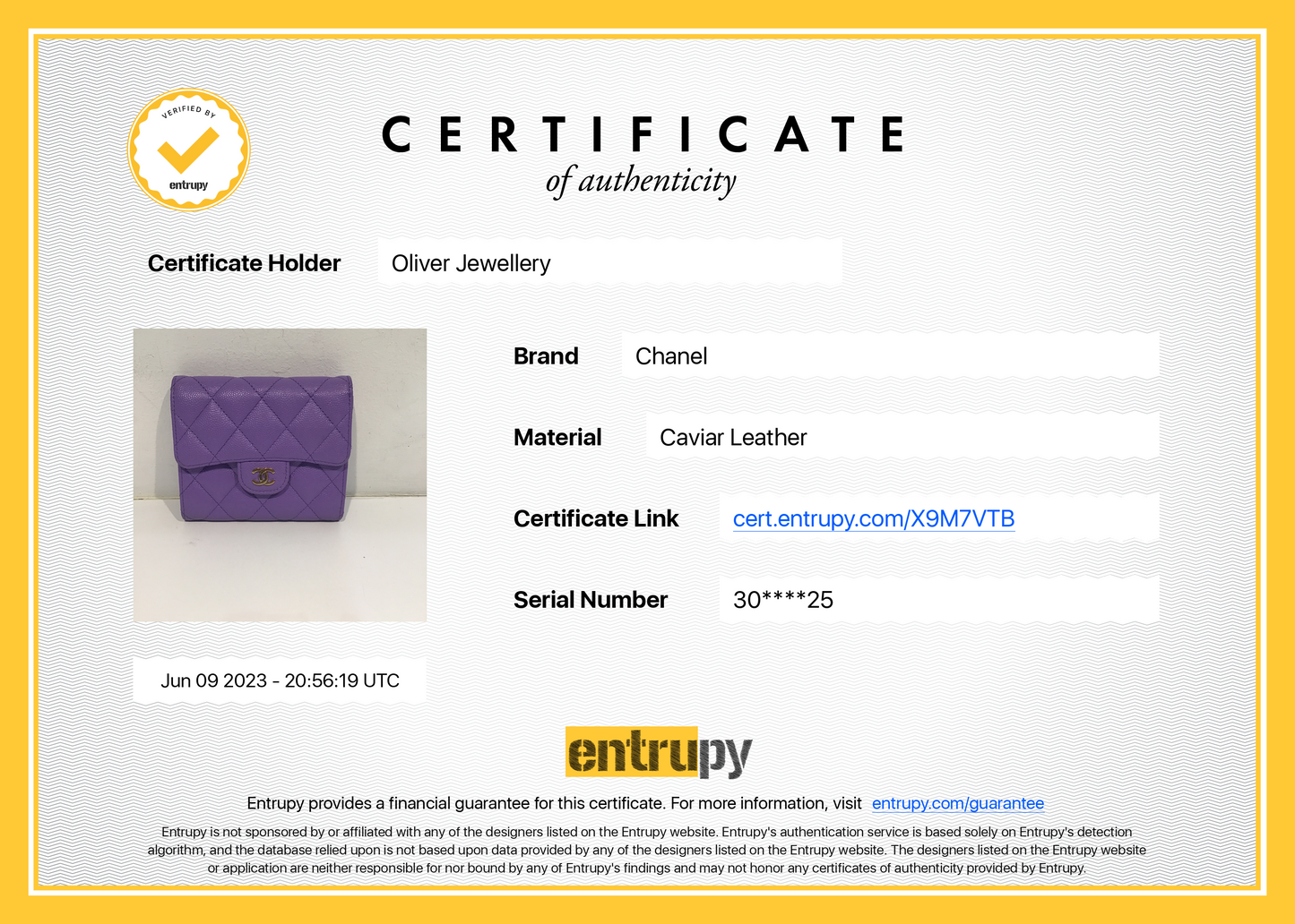 Chanel 2020 Purple Caviar Compact Wallet