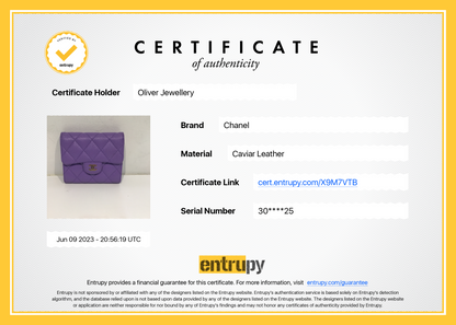 Chanel 2020 Purple Caviar Compact Wallet