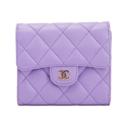 Chanel 2020 Purple Caviar Compact Wallet
