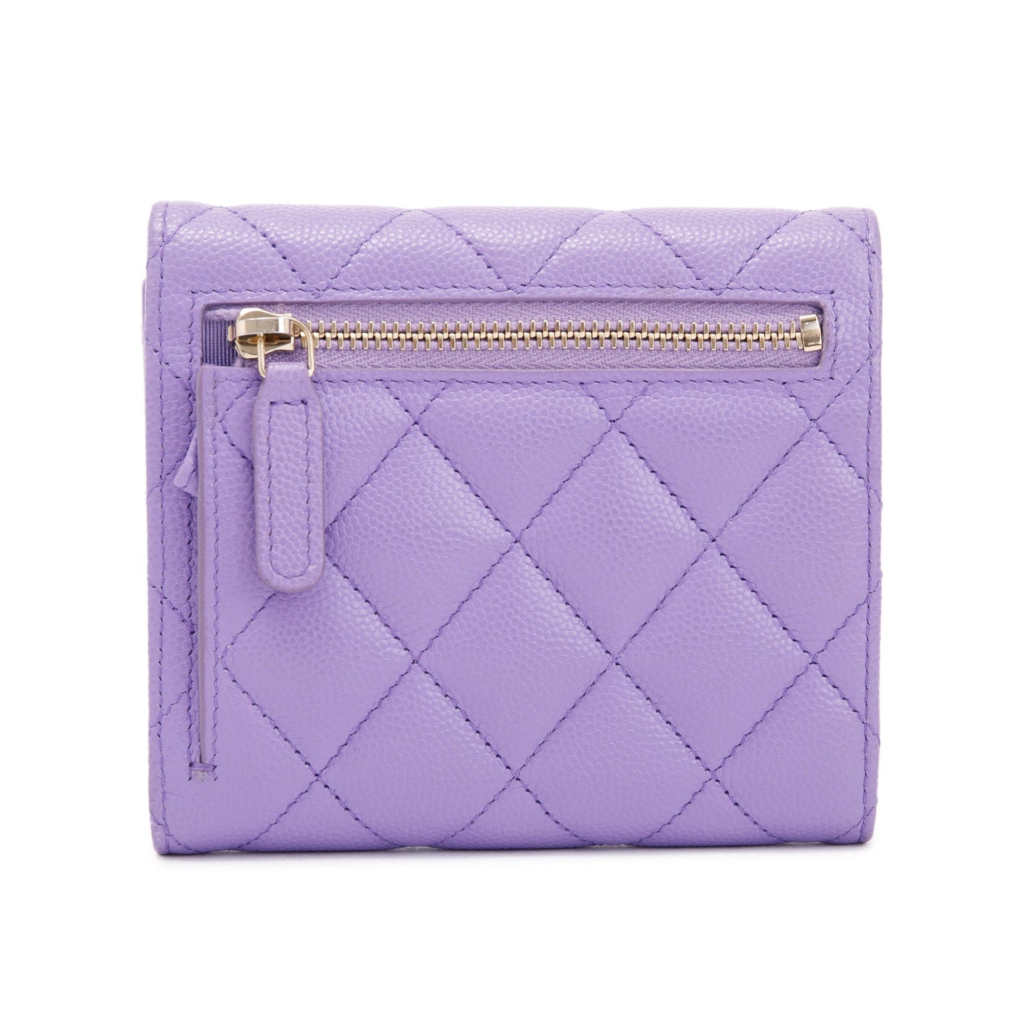 Chanel 2020 Purple Caviar Compact Wallet