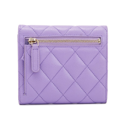 Chanel 2020 Purple Caviar Compact Wallet