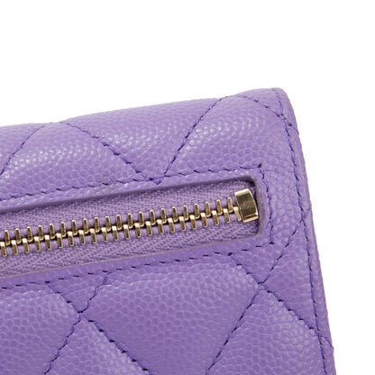 Chanel 2020 Purple Caviar Compact Wallet