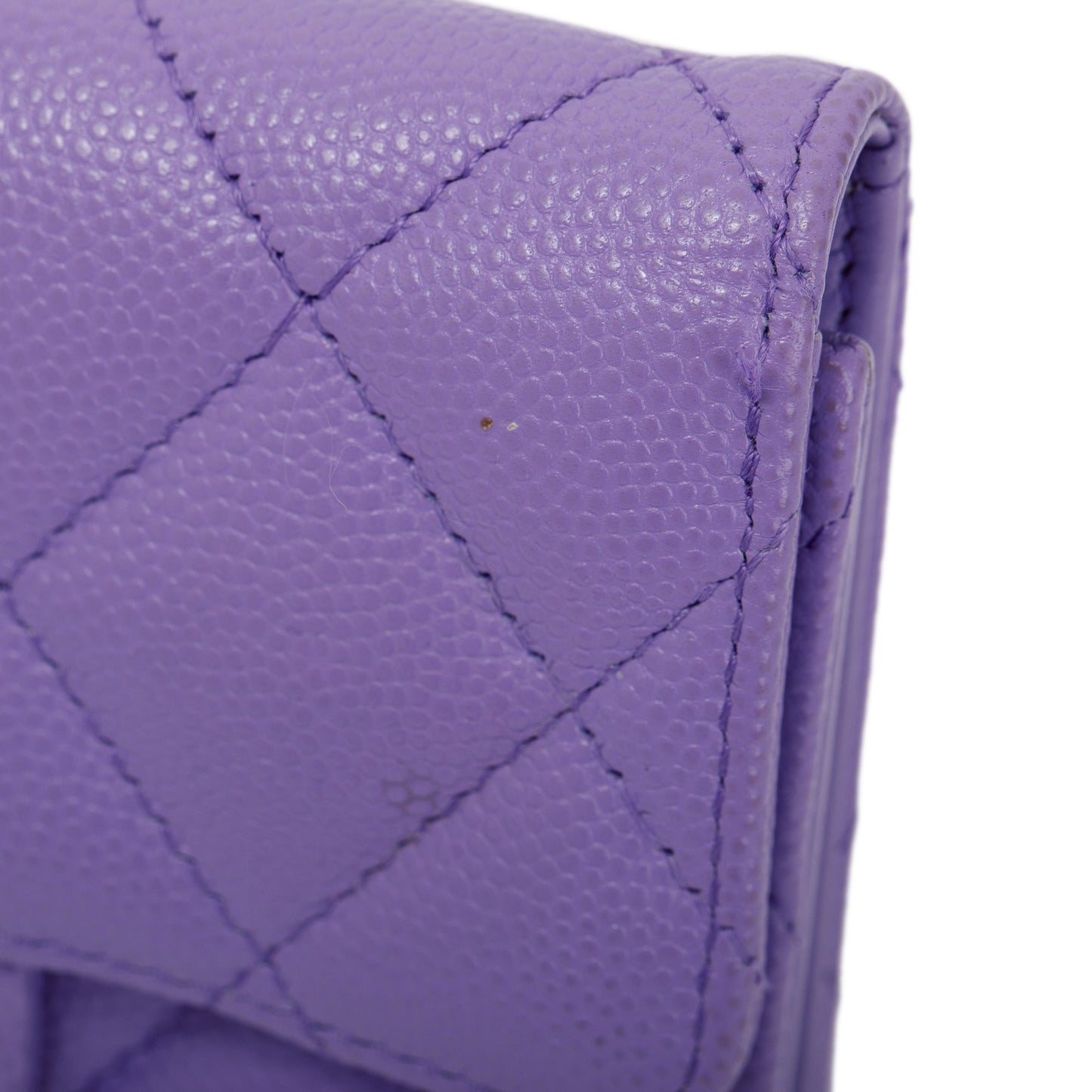 Chanel 2020 Purple Caviar Compact Wallet