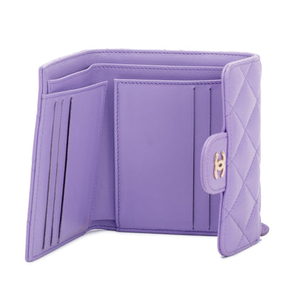 Chanel 2020 Purple Caviar Compact Wallet