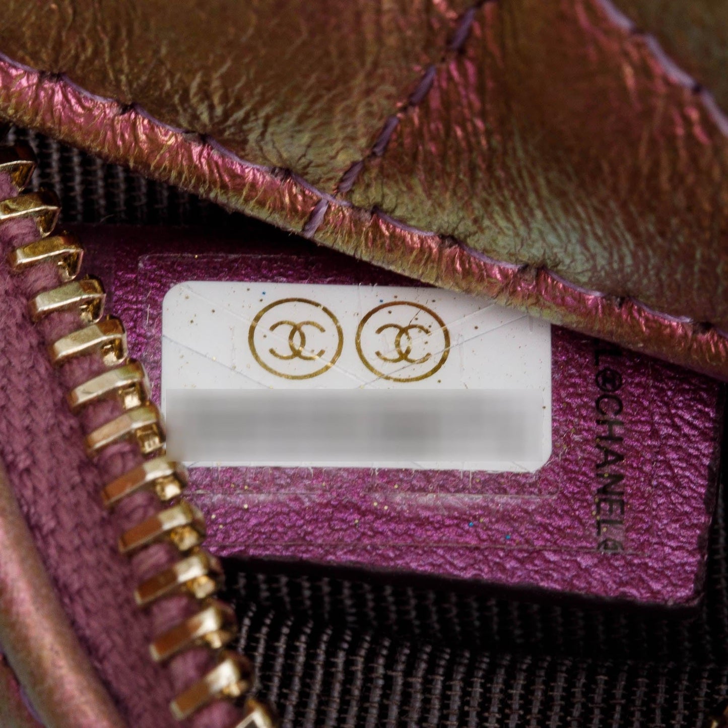 Chanel 2020 Purple Iridescent Calfskin Leather Round CC Chain Crossbody Bag