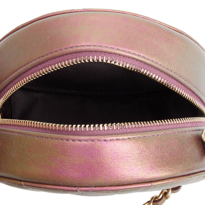 Chanel 2020 Purple Iridescent Calfskin Leather Round CC Chain Crossbody Bag