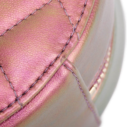 Chanel 2020 Purple Iridescent Calfskin Leather Round CC Chain Crossbody Bag