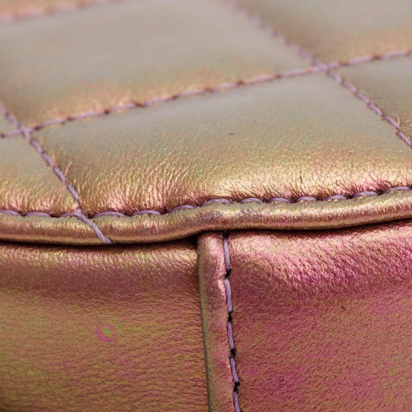 Chanel 2020 Purple Iridescent Calfskin Leather Round CC Chain Crossbody Bag