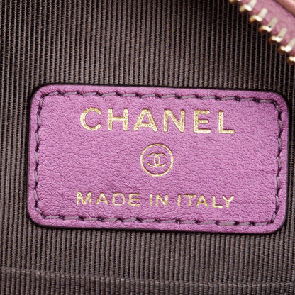Chanel 2020 Purple Iridescent Calfskin Leather Round CC Chain Crossbody Bag