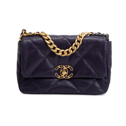 Chanel 2020 Purple Lambskin Leather Medium 19 Flap Bag