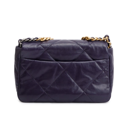Chanel 2020 Purple Lambskin Leather Medium 19 Flap Bag