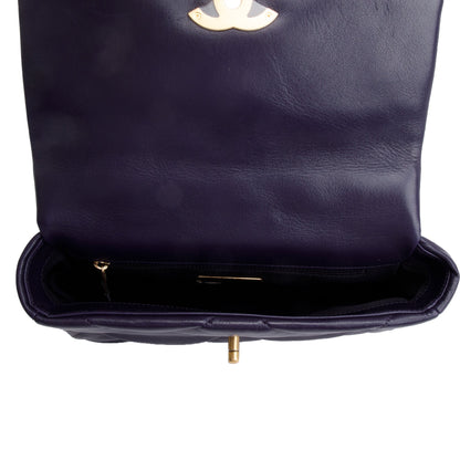 Chanel 2020 Purple Lambskin Leather Medium 19 Flap Bag