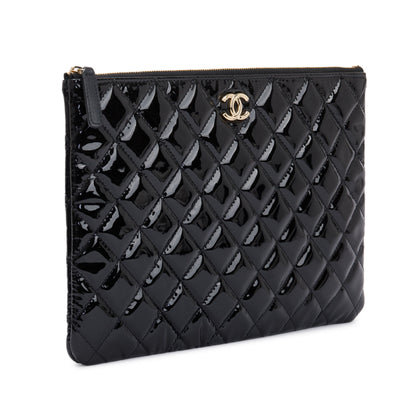 Chanel 2020 Quilted Patent Leather O-Case Clutch