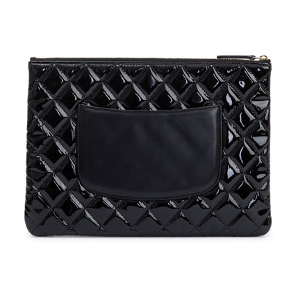 Chanel 2020 Quilted Patent Leather O-Case Clutch