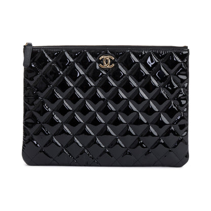 Chanel 2020 Quilted Patent Leather O-Case Clutch