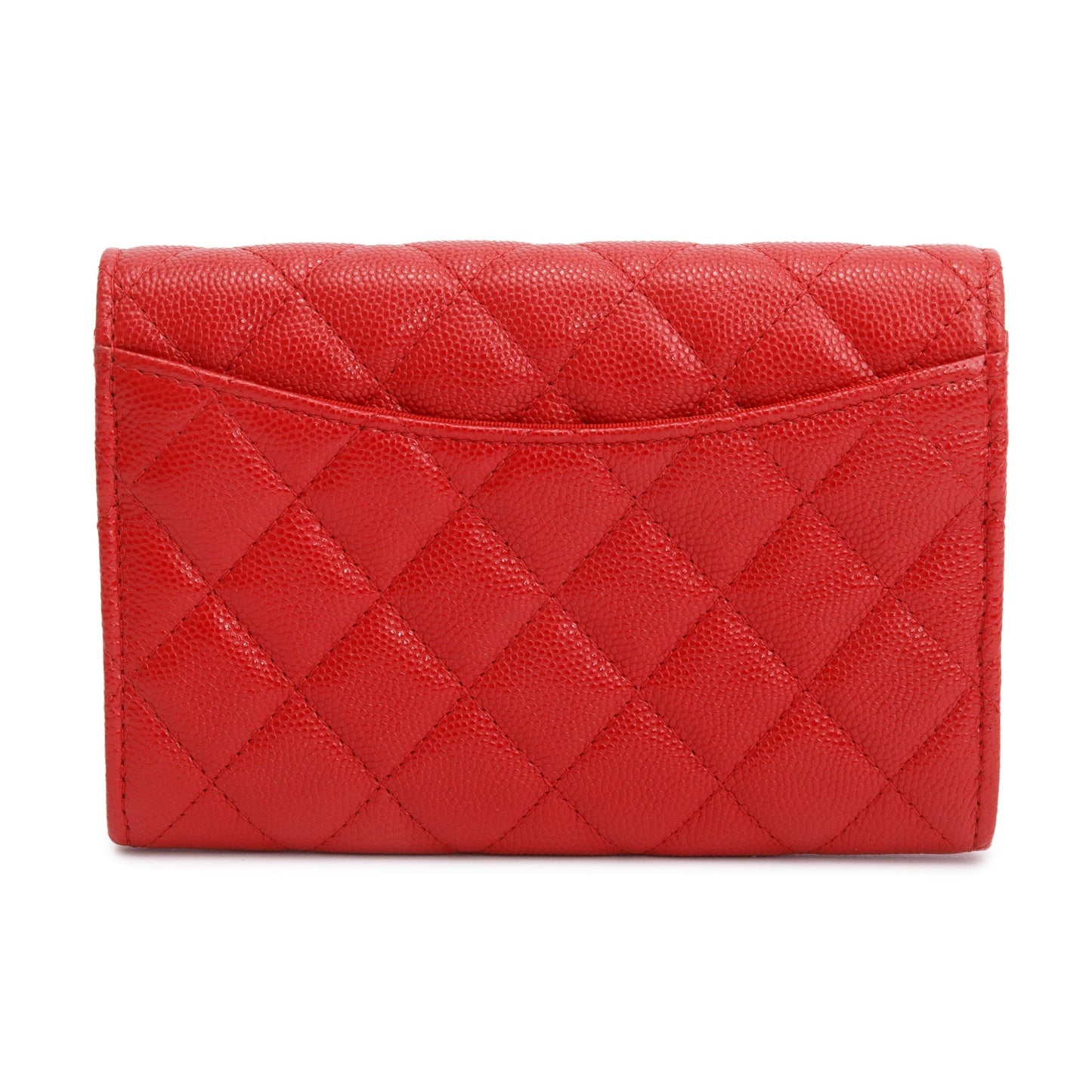 Chanel 2020 Red Caviar Leather Medium Classic Flap Wallet
