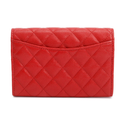 Chanel 2020 Red Caviar Leather Medium Classic Flap Wallet